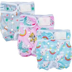 3-Pack Pet Soft Female Dog Diapers LARGE 19"-25" Animal Washable Puppy Diapers